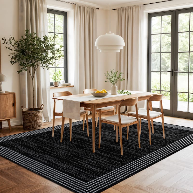 World Rug Gallery Modern Geometric Border Area Rug