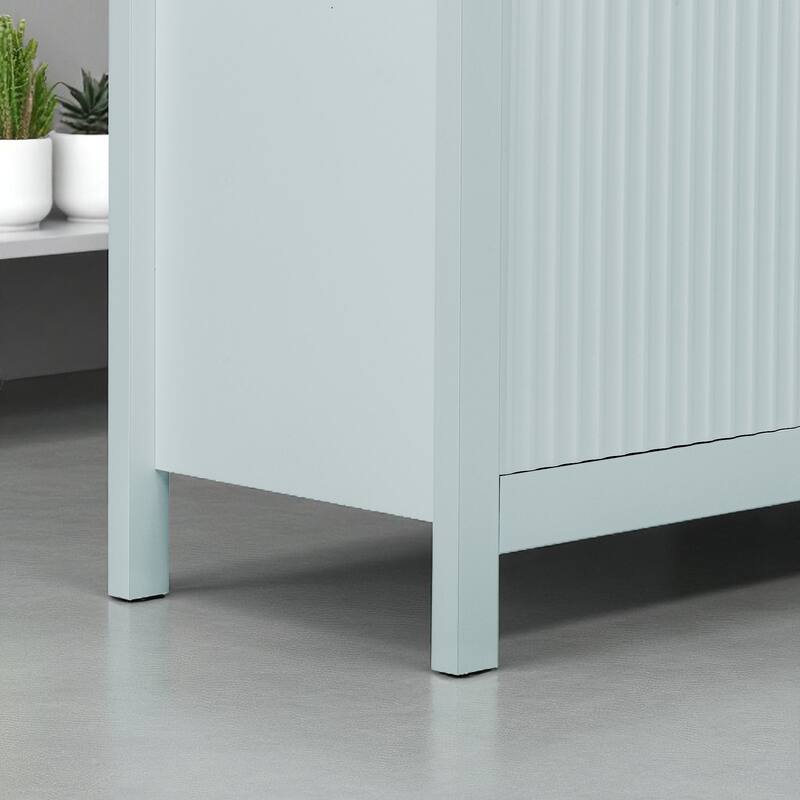 Wave Pattern Sideboard Cabinet with 3 Drawers, Soft-Close Doors & Adjustable Shelves, Entryway Storage Console