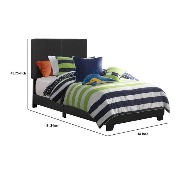 Leather Upholstered Twin Size Platform Bed, Black