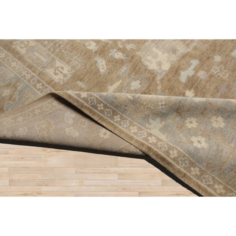 Multi Size Hand Knotted Blue Oushak Wool Area Rug Stone Wash Oriental