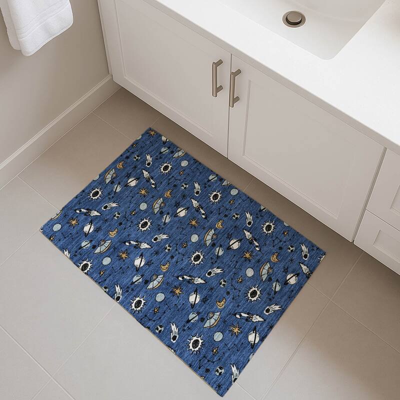 Machine Washable Indoor/ Outdoor Spaceship Chantille Rug