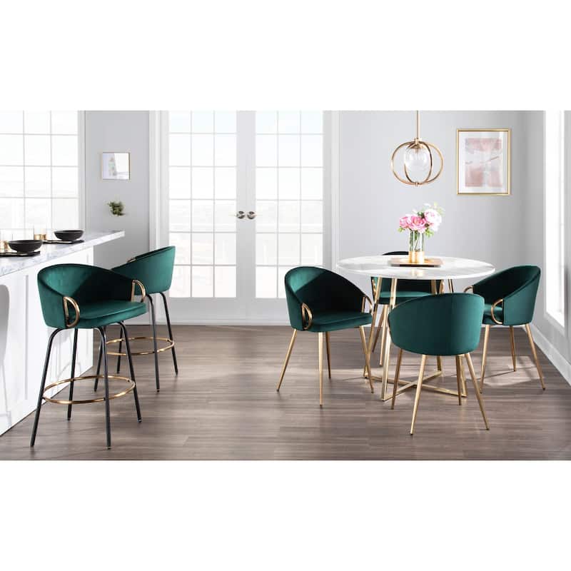 Silver Orchid Battista 26" Fixed-Height Counter Stool with Black Metal Legs & Gold Footrest (Set of 2)
