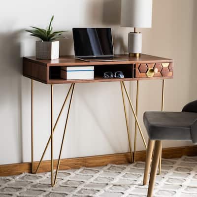 SAFAVIEH Raveena 1-Drawer 1-Shelf Hairpin Leg Desk