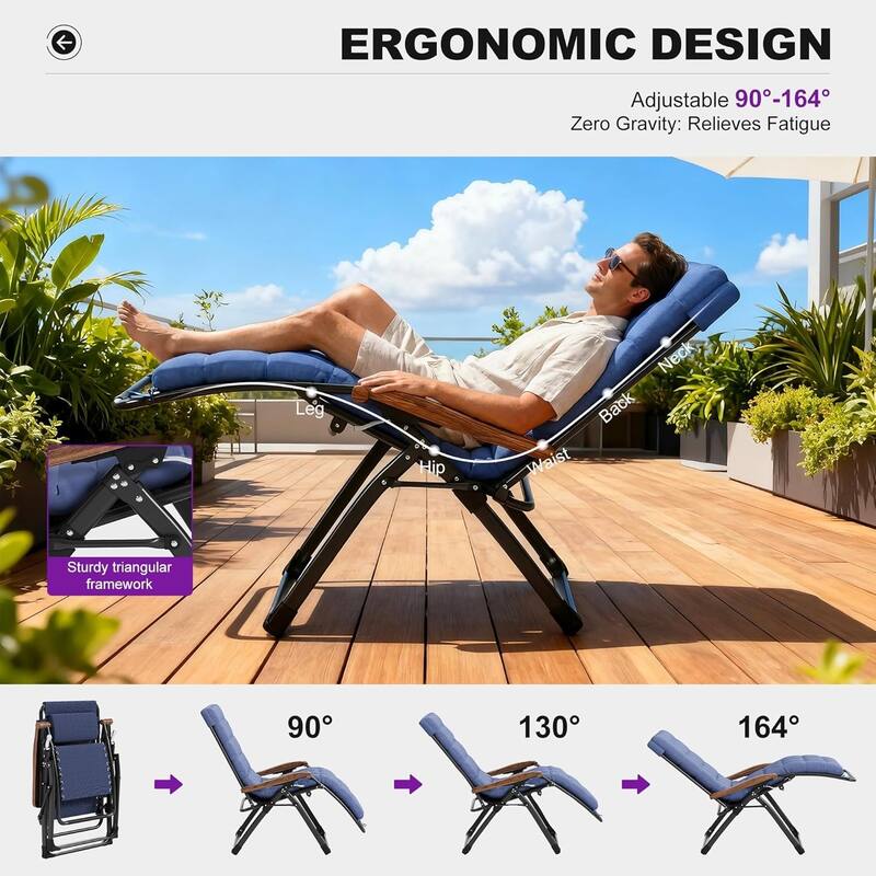 PURPLE LEAF Patio Chaise Lounge Outdoor Beach Pool Sunbathing Lawn Lounger Recliner Chair