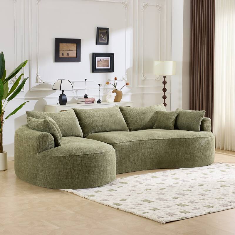 124.5-Inch Modern Compressed Boneless Sofa,Comes with 3 Back Pillows and 4 Throw Pillows