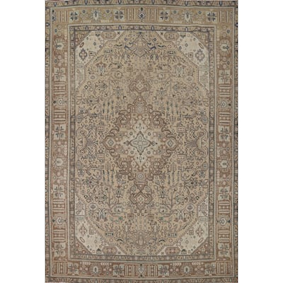 Tabriz Vintage Persian Area Rug Hand-Knotted Wool Carpet - 6'5" x 9'5"