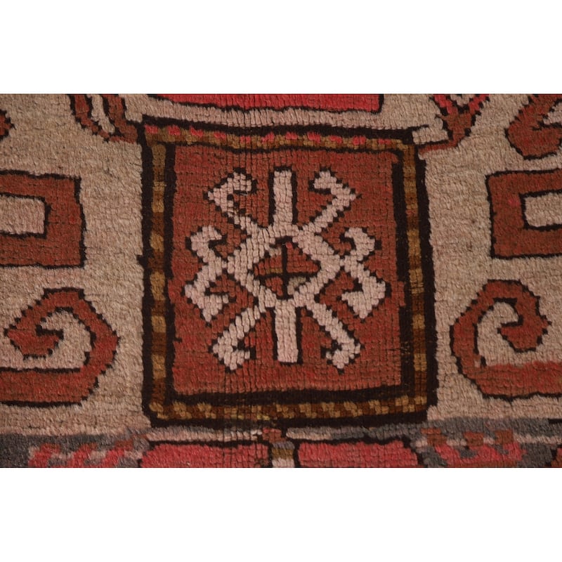 Vegetable Dye Kazak Oriental Antique Runner Rug Handmade Wool Carpet - 4'3" x 10'10"