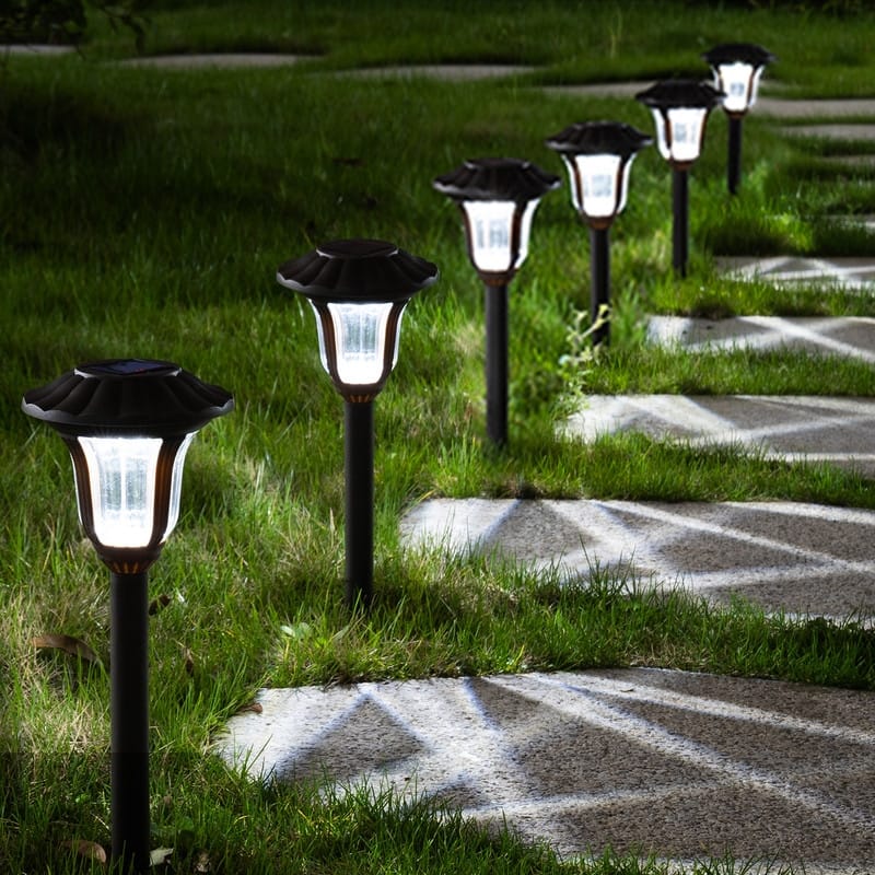 Solar Waterproof Cold White Pathway Lights 8 Pack - 8 Pack - Brown