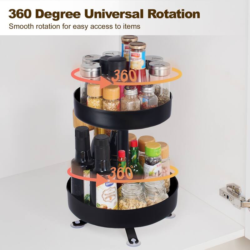 2 Tier Rotating Spice Rack, Kitchen Countertop Organizer