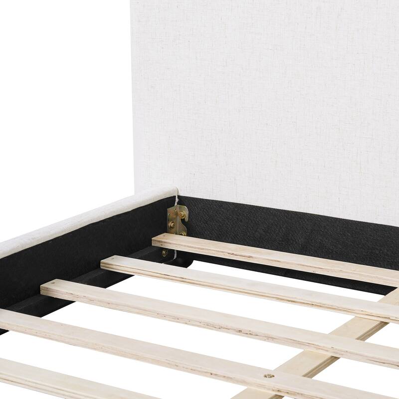 Christopher Knight Home - Naomi Modern Linen Upholstered Platform Bed with Pillow-Back Headboard