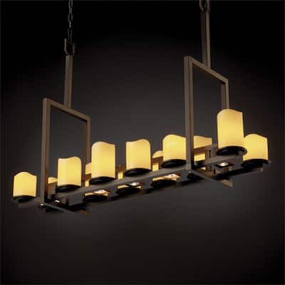 Justice Design CandleAria Dakota 12-up and 5-downlight Dark Bronze Chandelier, Tall Shade