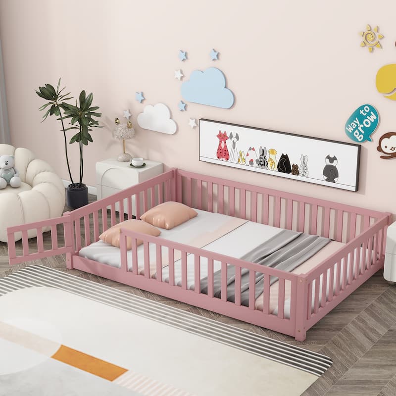 Floor Platform Bed With Fence And Door