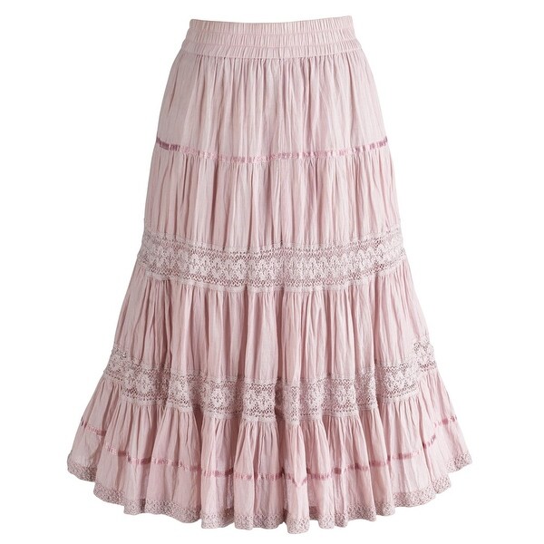 Women's Pink Blush Boho Mid-Calf Maxi Skirt - 30" Long