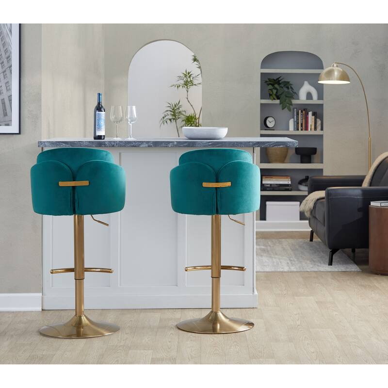 Porch & Den Dahlia Adjustable Bar Stool with Rounded T Footrest (Set of 2)