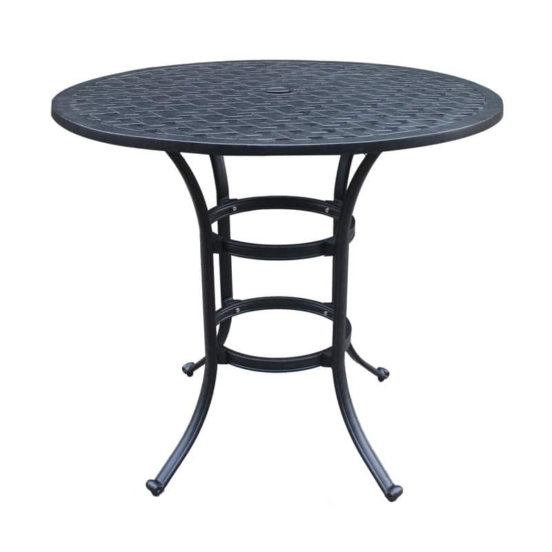 Ventura 42 Inch Cast Aluminum Round Bar Table - Dark Lava Bronze