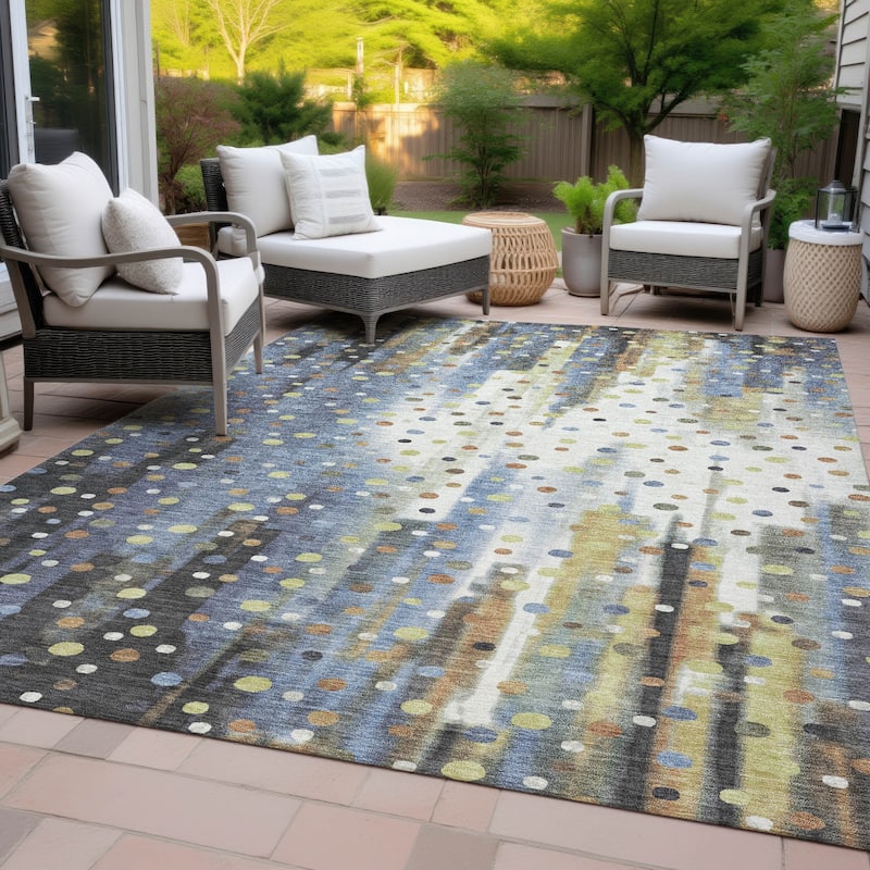 Machine Washable Indoor/Outdoor Modern Confetti Chantille Rug
