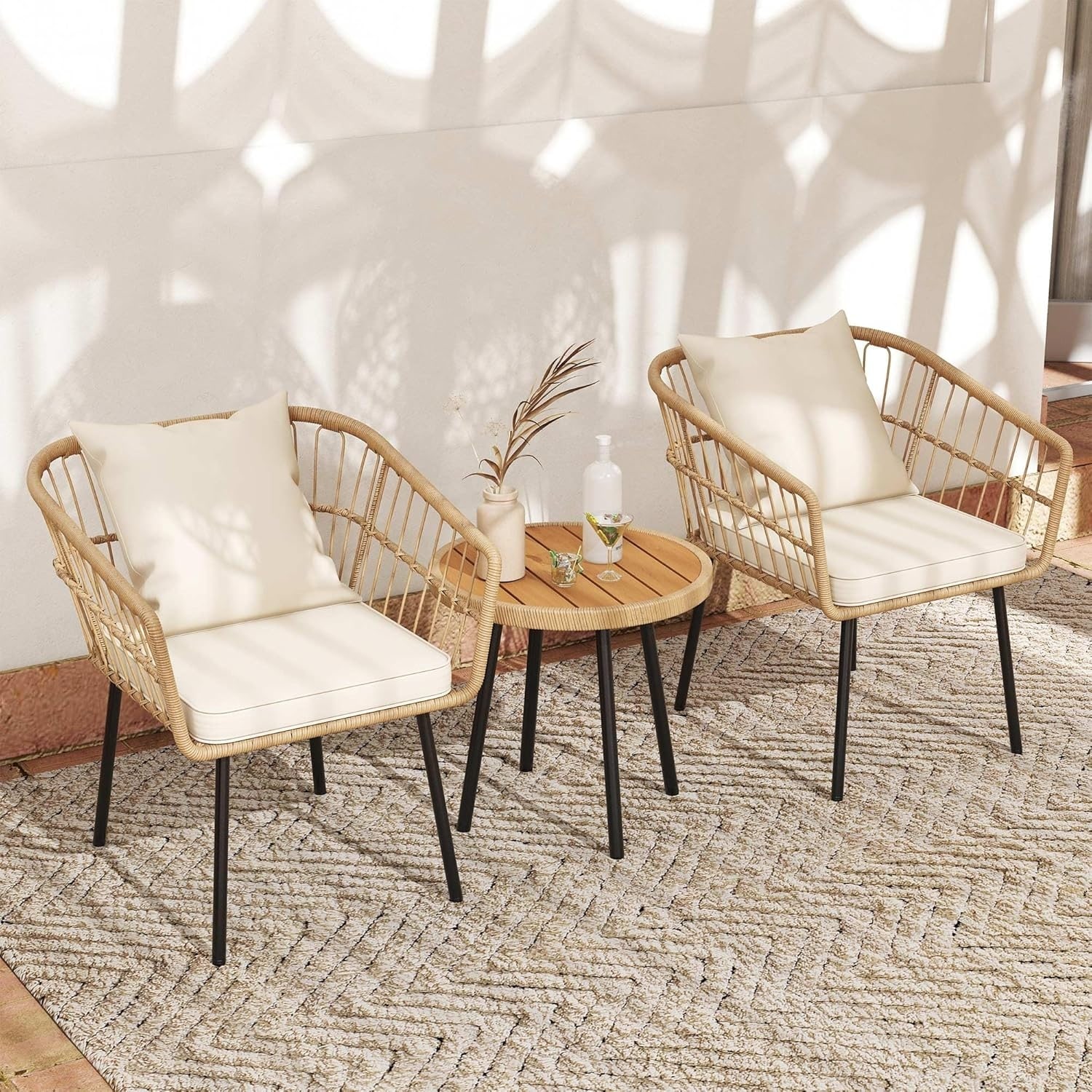 Moasis Outdoor Patio All Weather Wicker Loveseat Bistro Set Sectional Sofa with Cushions and Lumbar Pillows Bed Bath Beyond 37174574