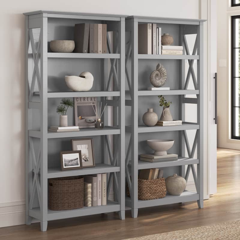 Key West 5 Shelf Bookcase Set by Bush Furniture - Cape Cod Gray