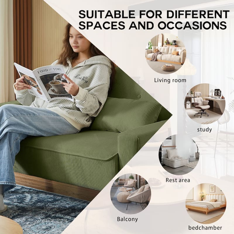 4-Piece Corduroy Living Room Sectional Sofa Set with Loveseat and Chair