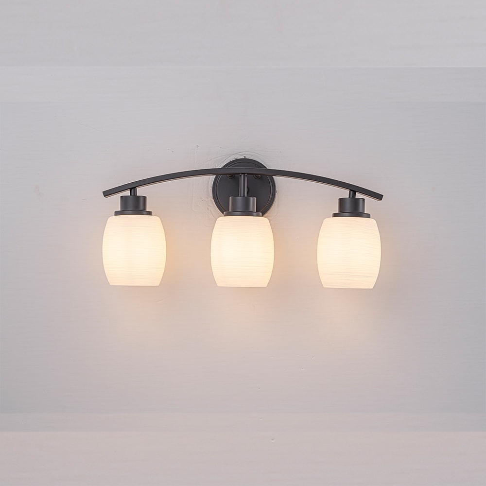 CraftHome Modern Farmhouse Bathroom Vanity Light with Textured Opal Glass Shades Wall Mounted Fixture for Mirror