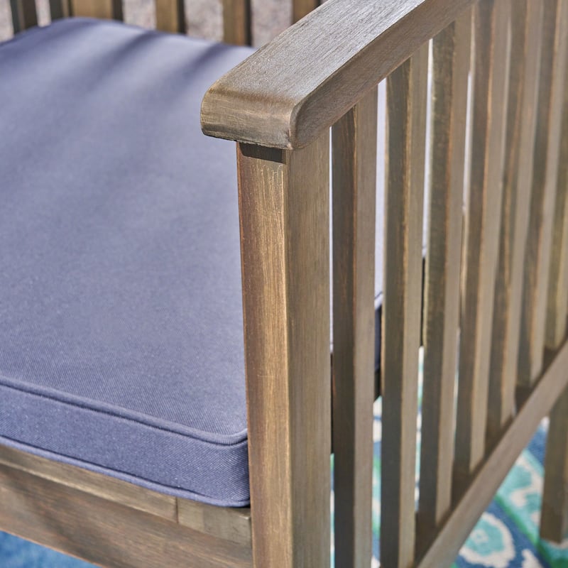 Casa Outdoor Acacia Wood Dining Chairs with Cushions (Set of 2) by Christopher Knight Home