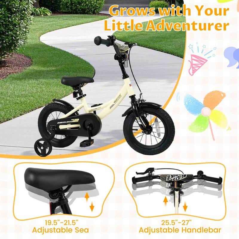 Costway 14" Kids Bike with Removable Training Wheels Adjustable Seat & - See Details