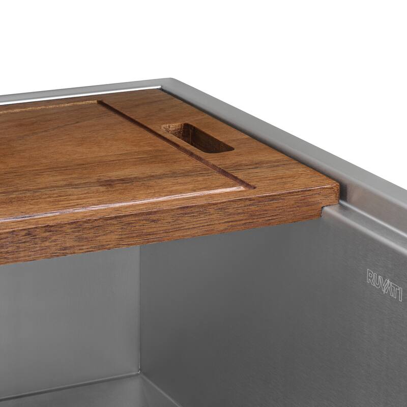 Ruvati 17 x 11 inch Solid Wood Cutting Board for Ruvati Workstation Sink - RVA1217