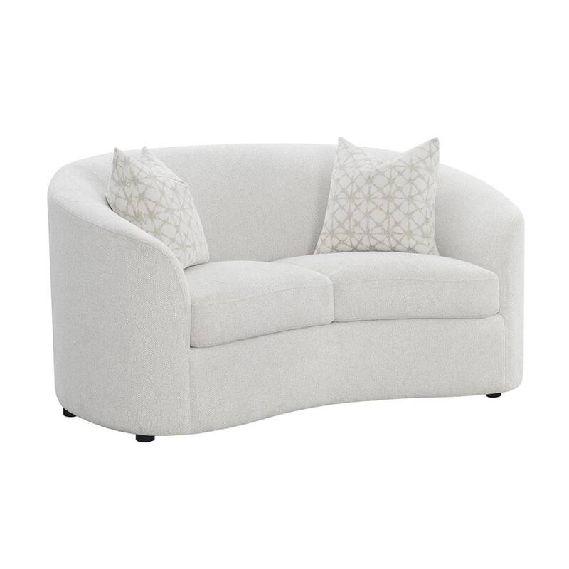Fabric Upholstered Loveseat with 2 Accent Pillows in Latte Finish - Latte
