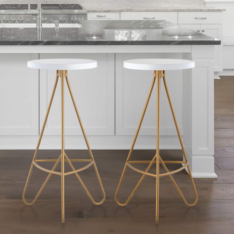 Chronos 30" Modern Industiral Iron Tripod Backless Bar Stool, by JONATHAN Y