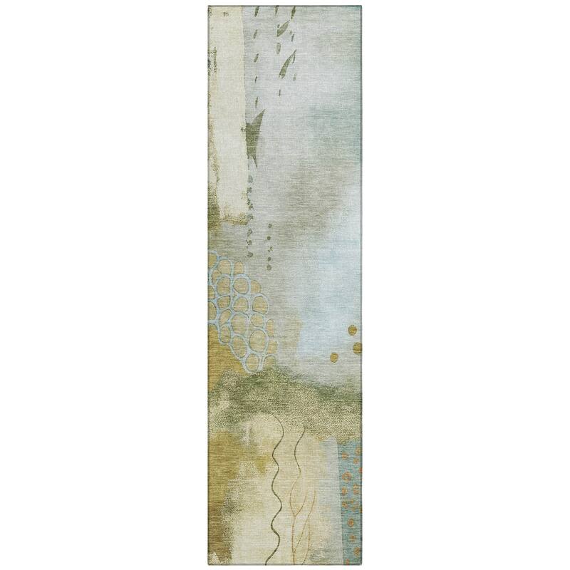 Machine Washable Indoor/Outdoor Modern Abstract Chantille Rug