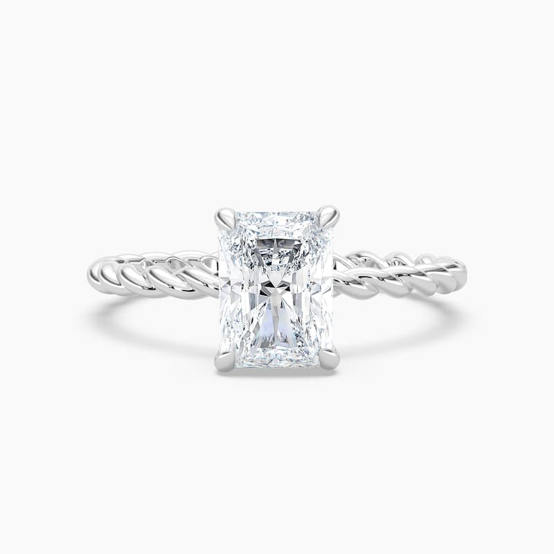 Auriya 14k Gold Lab Grown Radiant Diamond Twisted Hidden Halo Engagement Ring 1.00 to 5.00 ct. tw. (F-G, VS) - 7 - 3.00 carats - White
