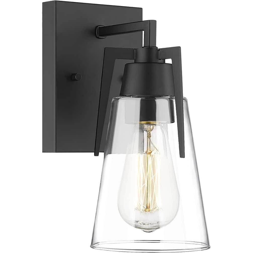 1-light vanity light black bathroom light glass, metal wall light