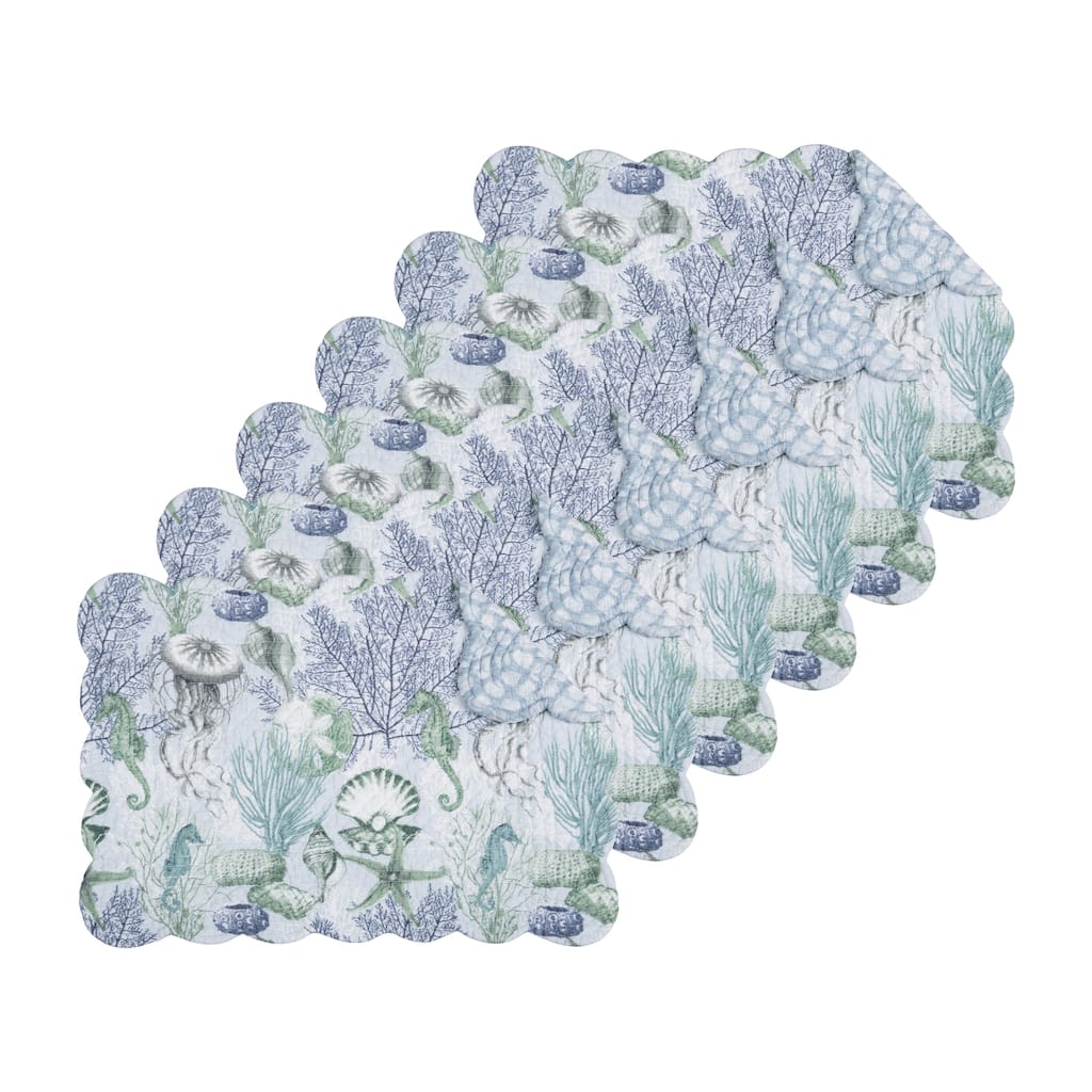 Shoreline Waters Quilted Placemat Set 6