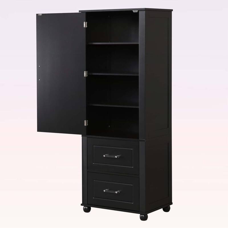 Tall Bathroom Storage Cabinet with Adjustable Shelves and Two Drawers,for Durability and Style