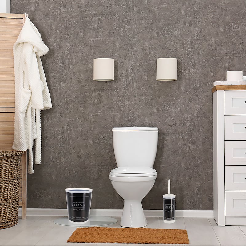Efficient Plastic Toilet Brush & Holder Set - 3.8" L x 3.8" W x 13.8" H
