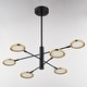 preview thumbnail 9 of 9, Cullerto 6L Matte Black and Gold Contemporary LED Pendant Light Adjustable Arms - 34.75-in W x 16.5-in H x 34.75-in D