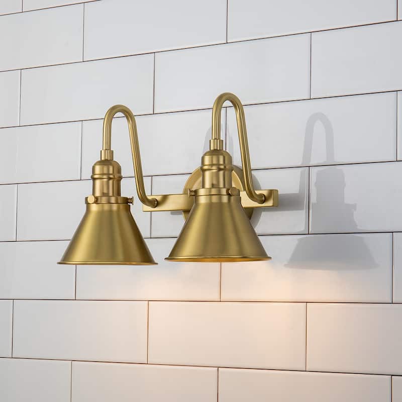 Retro 2 Light Bath Vanity in Aged Brass
