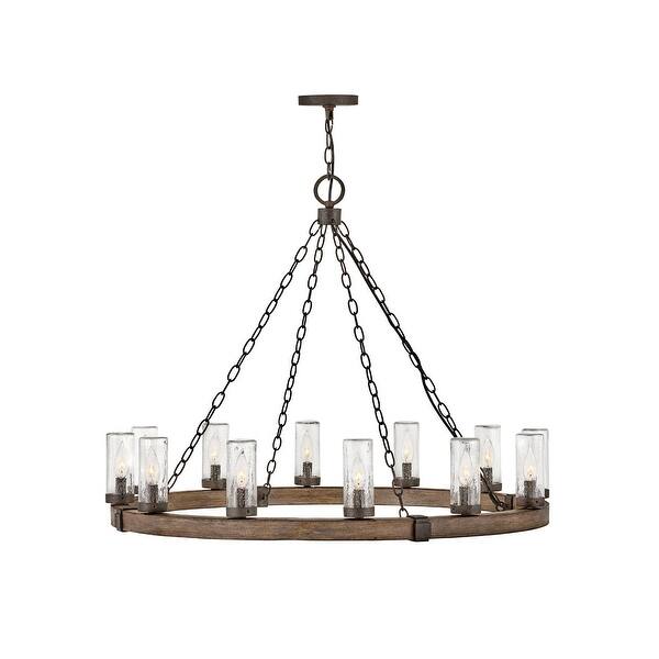 slide 2 of 5, Hinkley Lighting Sawyer 12 Light 38" Wide Open Air Outdoor Chandelier Sequoia