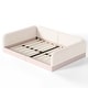 preview thumbnail 111 of 124, Bonwell Upholstered Teddy Fleece Montessori Floor Bed with Half-Enclosed & Curved Guardrails for Kids by GDFStudio