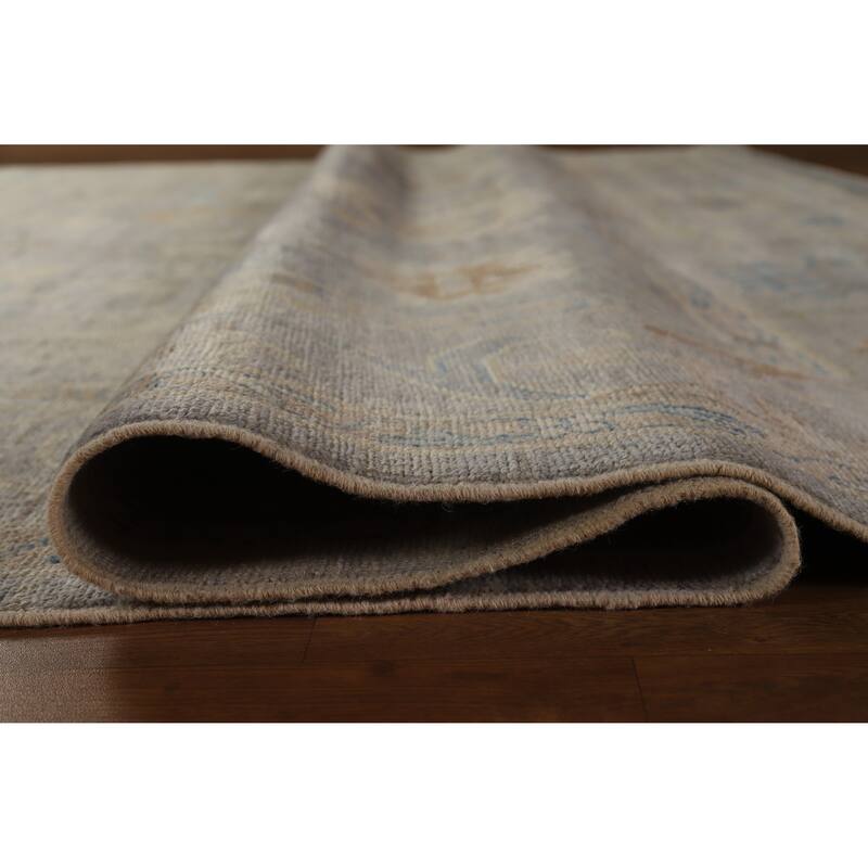 Hand Knotted Oriental 100% Wool Carpet Transitional All-Over Greys & Charcoal Oushak Area Rug - 12' 4'' X 9' 3''