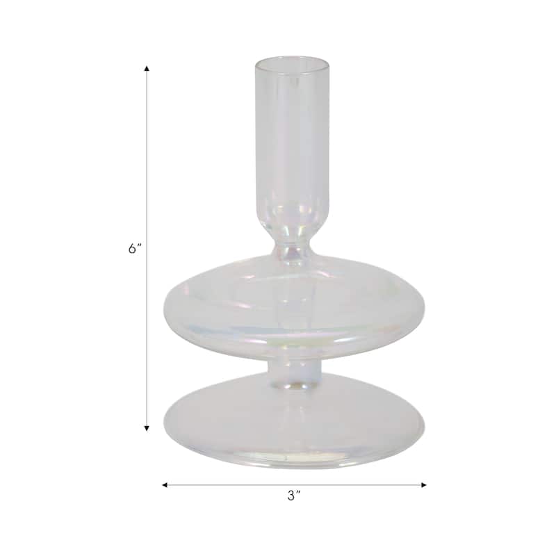 Sculptural Glass Candle Holder with Rounded Accent Base - Modern Tabletop Candle Holder for Any Room