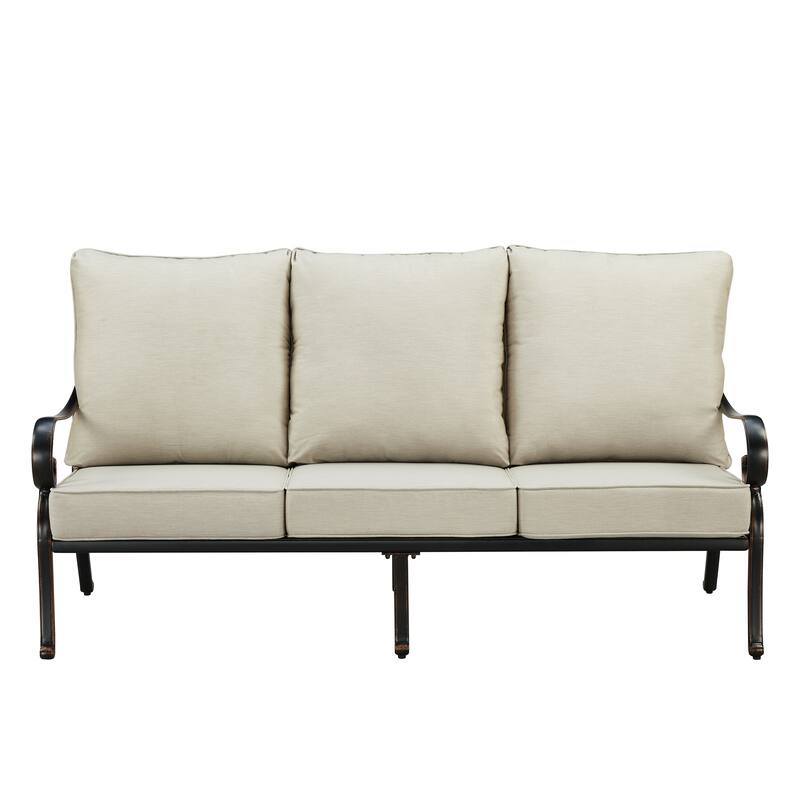 Black Aluminum Deep Seating Deep Seating Sofa with Cushions