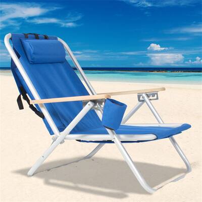 Backpack Beach Chair Folding Portable Camping Hiking Fishing Blue