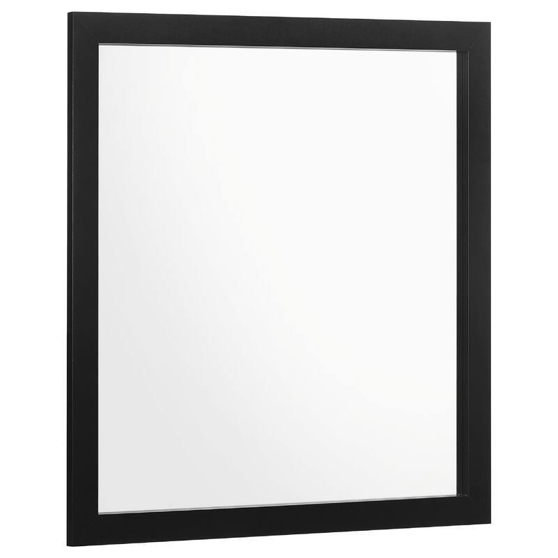 Dle Rectangular Dresser Mirror, Flush Frame, Flat Glass, Black Wood