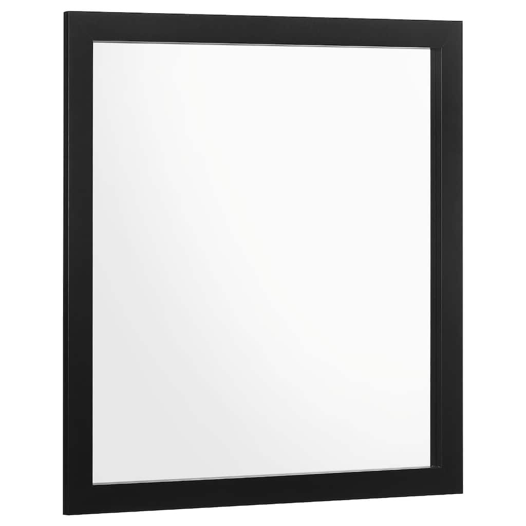 Dle Rectangular Dresser Mirror, Flush Frame, Flat Glass, Black Wood