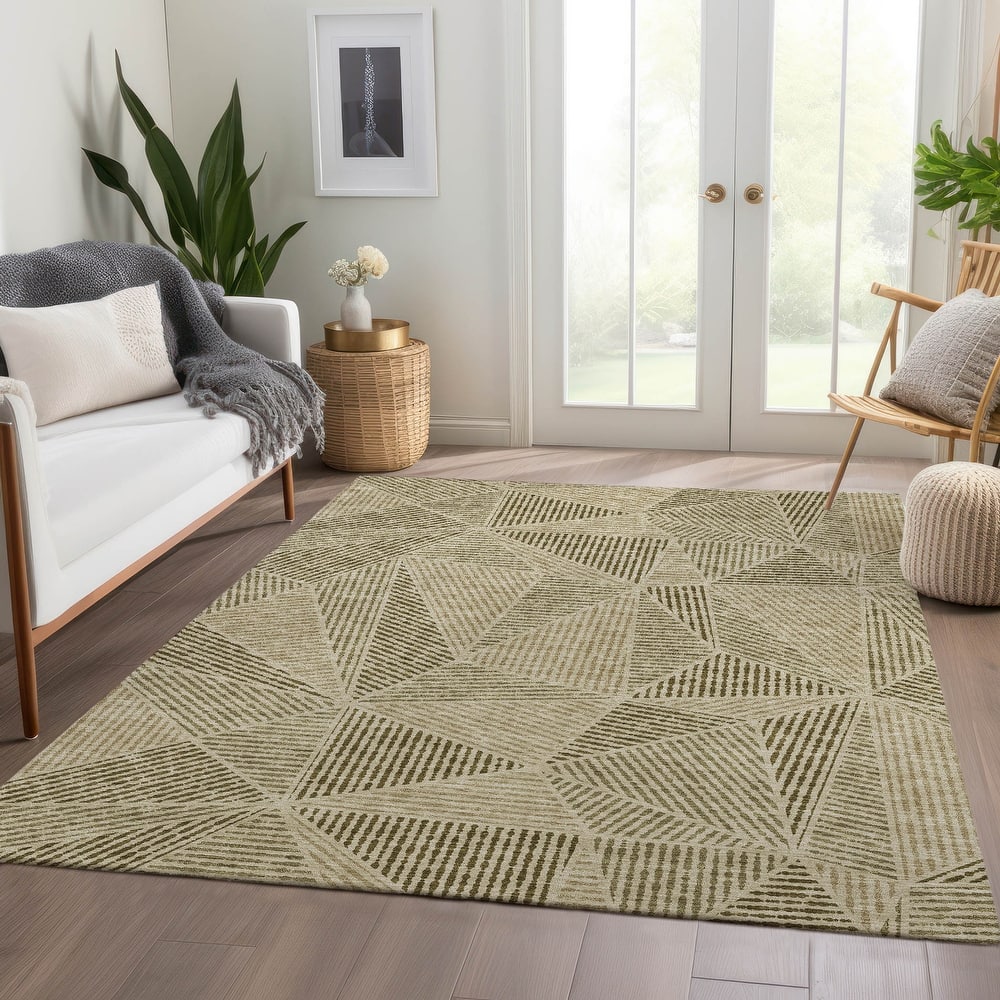 Machine Washable Indoor/ Outdoor Chantille Geometric Mosaic Rug