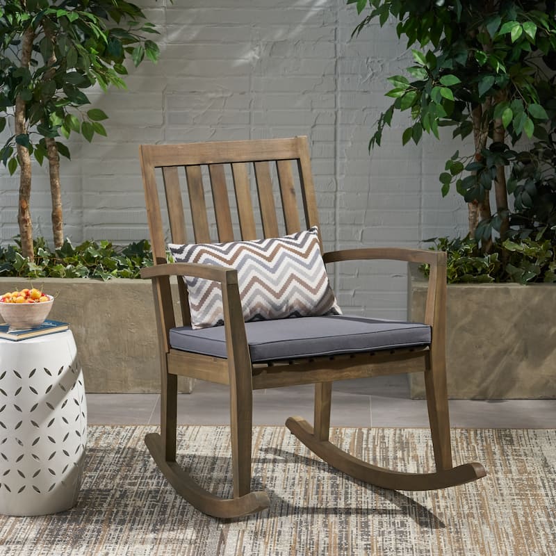 French Country Patio Wooden Rocking Chairs for Gardens, Balcony & Backyard Lounge Chairs - Grey