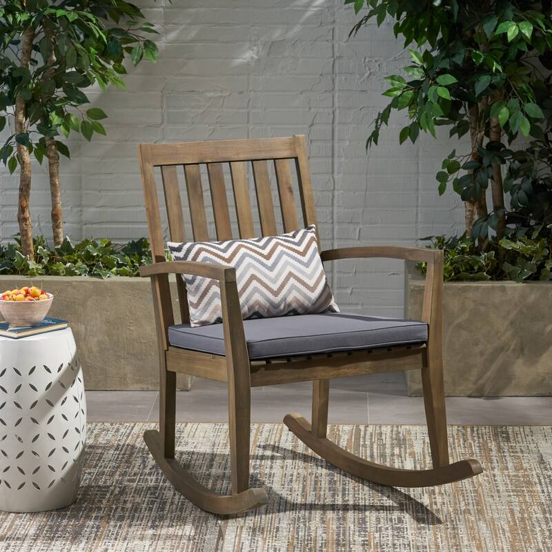 MONTROSE ROCKING CHAIR with Durable Wooden Frame, Perfect for Indoor and Outdoor - Grey