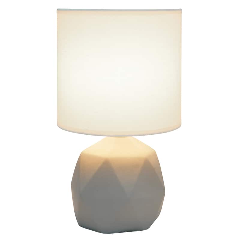 10.62" Modern Organic Geometric Concrete Table Lamp, For Living Room, Entryway, Bedroom, Mini Accent Light, Black Shade