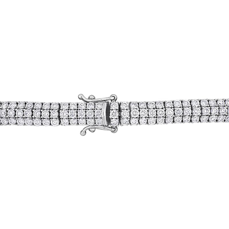 Miadora 6 7/8ct TW Diamond Triple Row Tennis Bracelet in 14k White Gold - 7 in